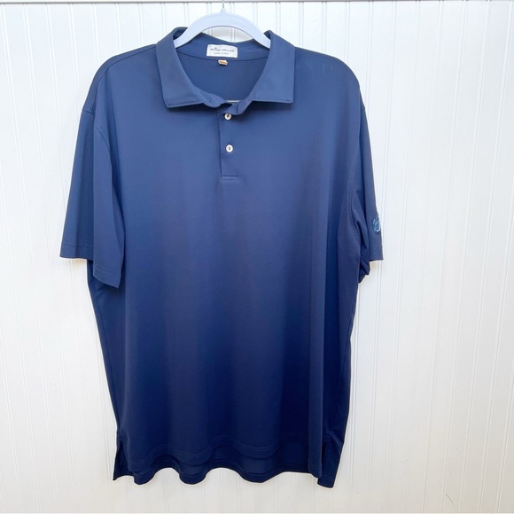 Peter Millar Solid Navy Blue Short Sleeve Golf Polo Shirt Men’s Size XL - Picture 1 of 8